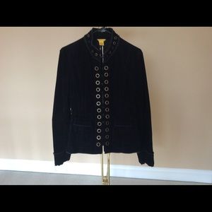 Women's Black Corduroy Military Blazer